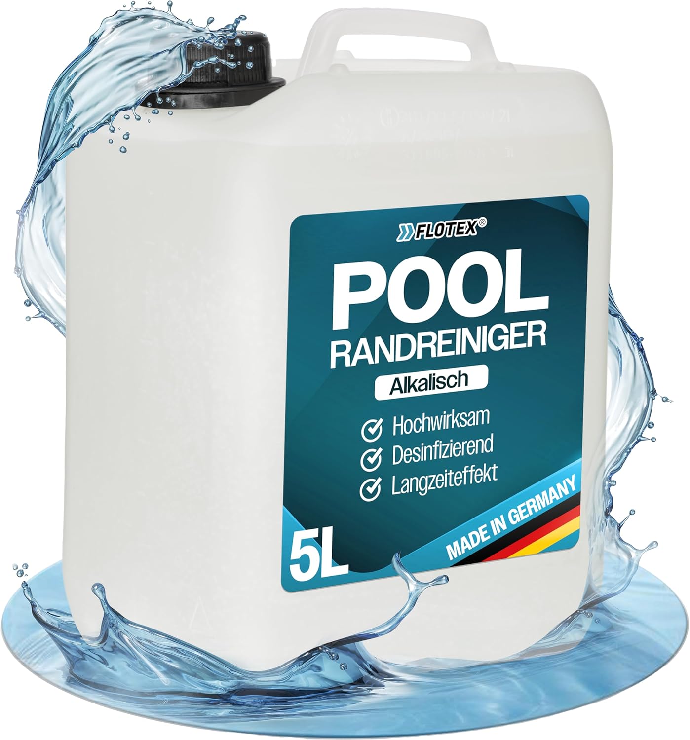 🧼 Zubehör & Pflege – Highly Effective Pool Edge Cleaner Alkaline 5L | Pool Edge Cleaner for Foil Pools | Effective Pool Film Cleaner | Pool Edge Cleaner Pool for Tiles, Ceramics and Film