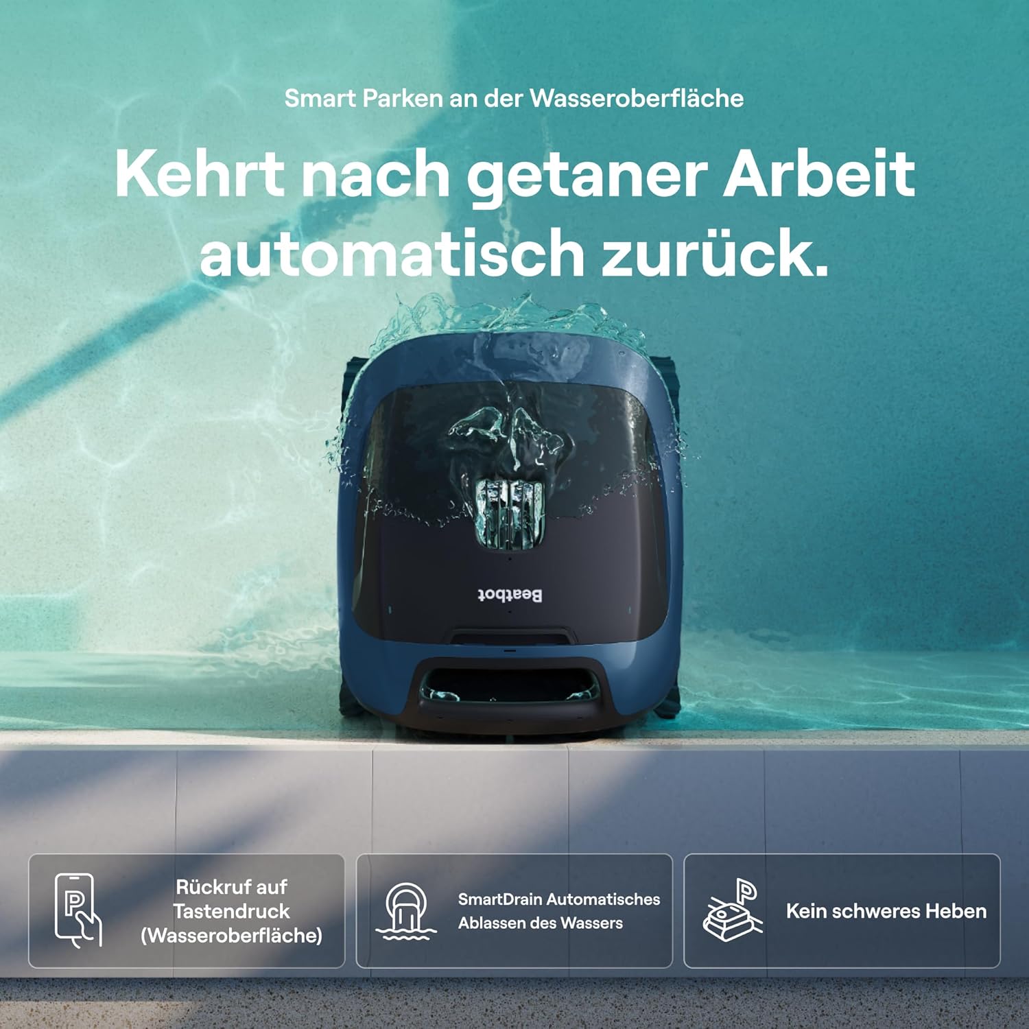 🧼 Zubehör & Pflege – Beatbot Sora 30 Poolroboter Boden und Wand, 25700 LPH Saugleistung, 3-Zonen-Reinigung, intelligentes Parken an der Wasseroberfläche, 5 Stunden Laufzeit, Filterkorb mit 5 L Kapazität, Tiefblau – Bild 4