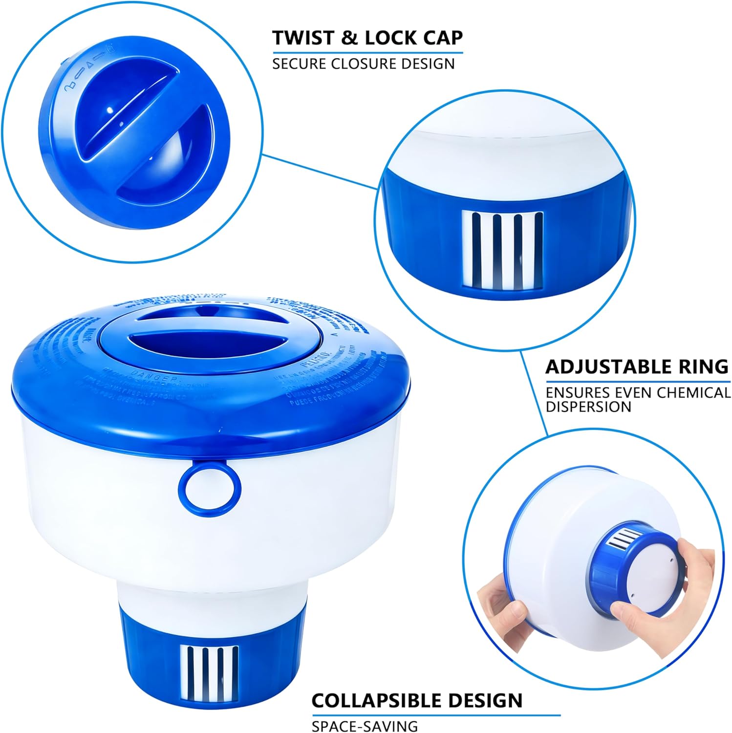 🧼 Zubehör & Pflege – Pool Dosierschwimmer, Pool Chlor Schwimmer,Pool Chlor Dosierer, Chlor Dosierschwimmer, Pool Tabletten Schwimmer, Faltbare Dosierschwimmer Pool für Pools, Wasserpark, Spa, Whirlpools – Bild 4