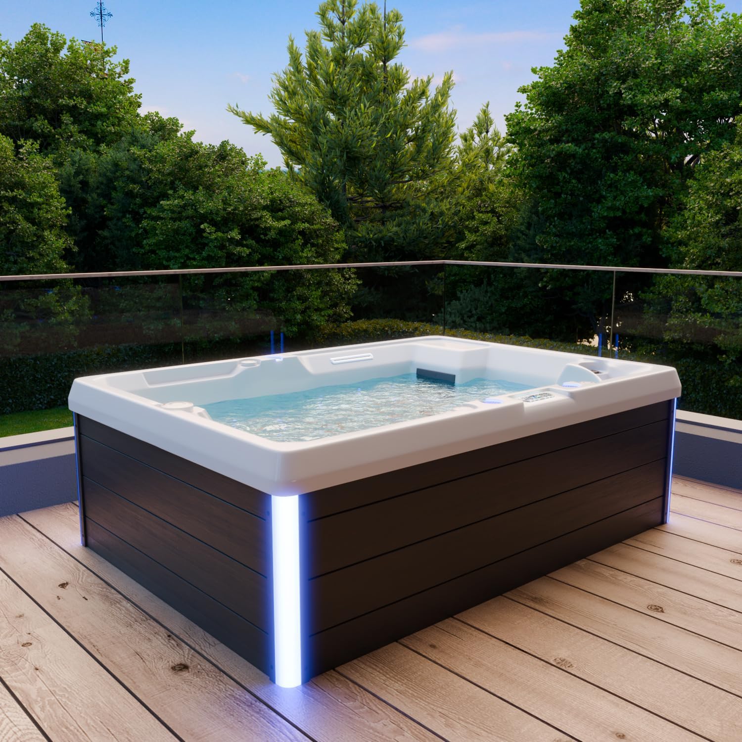 🧼 Zubehör & Pflege – Tronitechnik Elba Outdoor Whirlpool Spa Outdoor Whirlpool White 210 cm x 150 cm with Heating, Hydromassage, Sanitary Acrylic and Colour Light Therapy – Bild 2