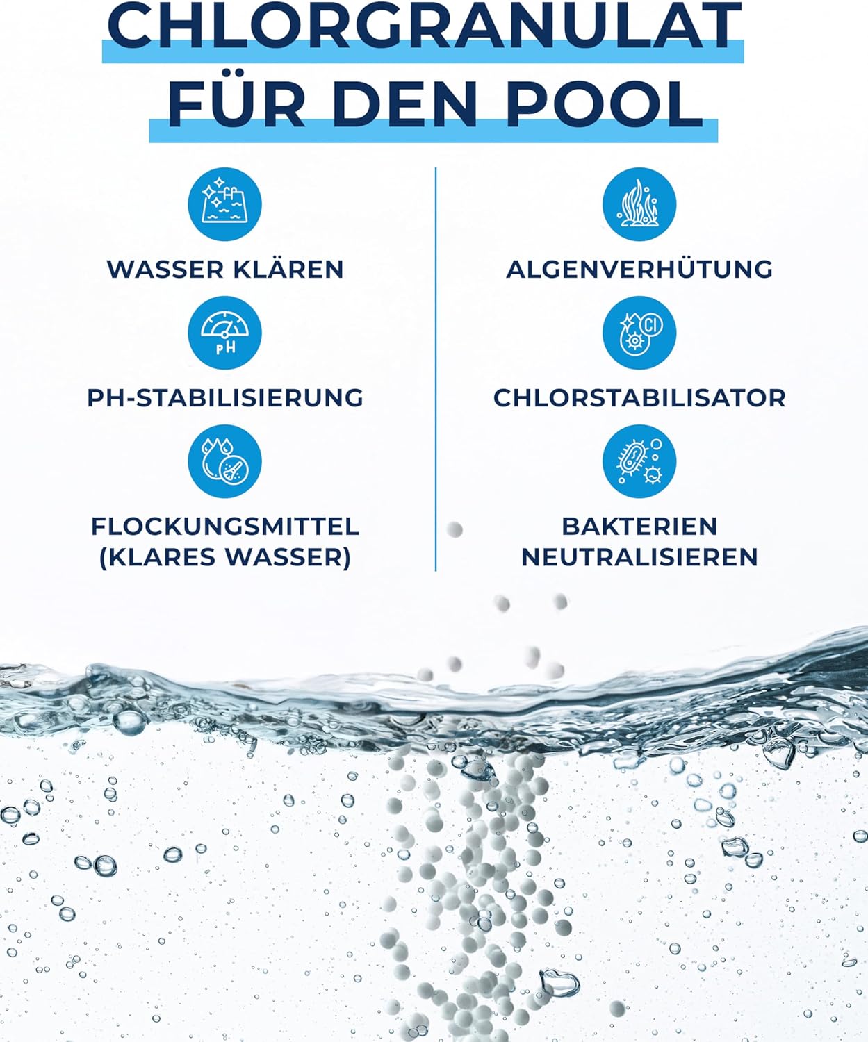 🧼 Zubehör & Pflege – Chlorine Granules for Pool 1 kg - Shock Chlorination & First Use, Quick Dissolving, 55% Active Chlorine, pH Neutral, Limescale Free – Bild 2