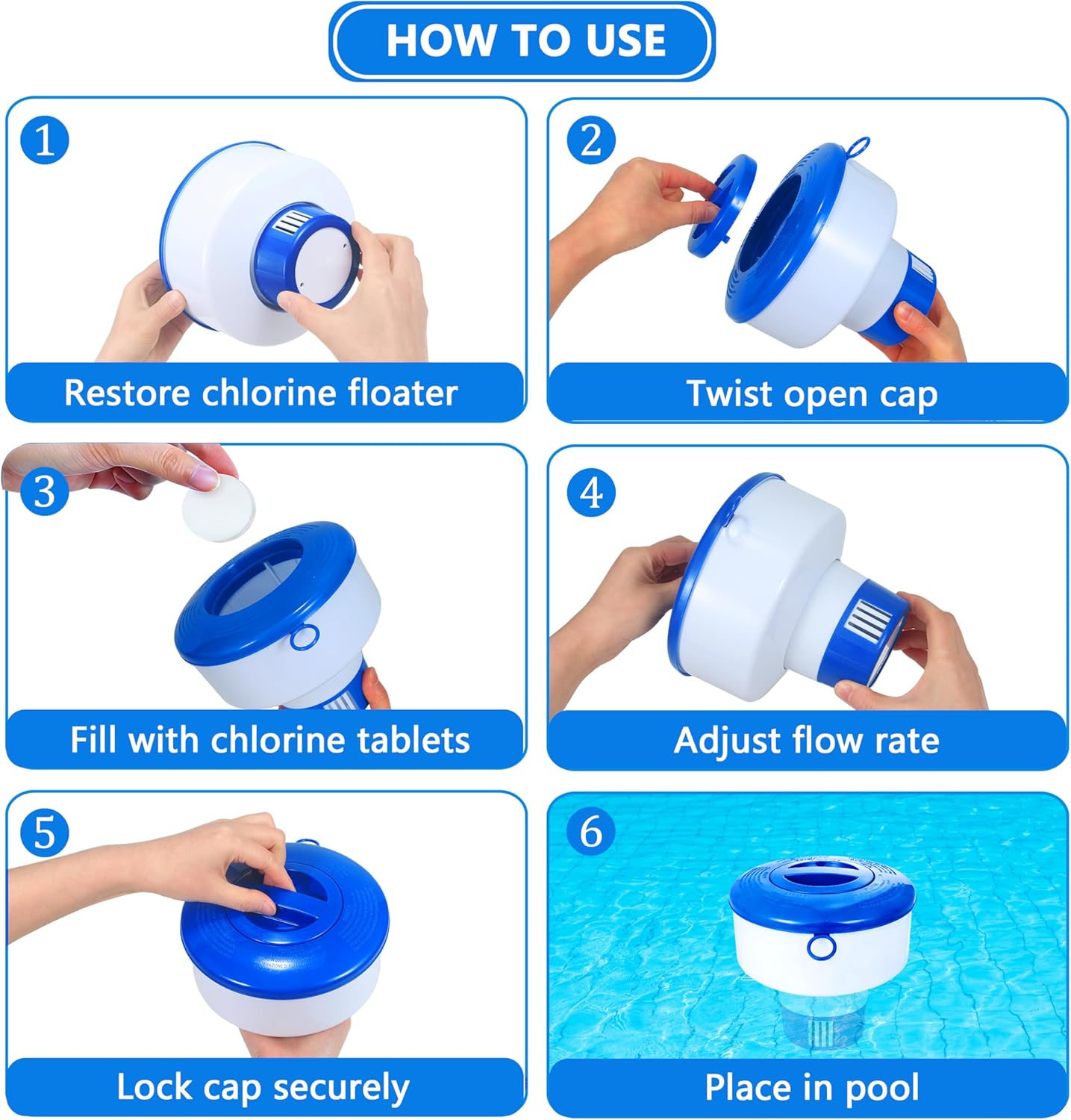 🧼 Zubehör & Pflege – Pool Dosierschwimmer, Pool Chlor Schwimmer,Pool Chlor Dosierer, Chlor Dosierschwimmer, Pool Tabletten Schwimmer, Faltbare Dosierschwimmer Pool für Pools, Wasserpark, Spa, Whirlpools – Bild 6