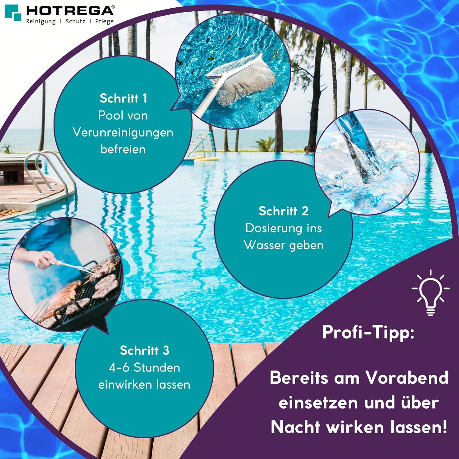 🧼 Zubehör & Pflege – HOTREGA Pool Care 3-in-1 Concentrate 2 x 2 Litres Algae Killer, Disinfection and Algae Prevention for Crystal Clear Water – Bild 4