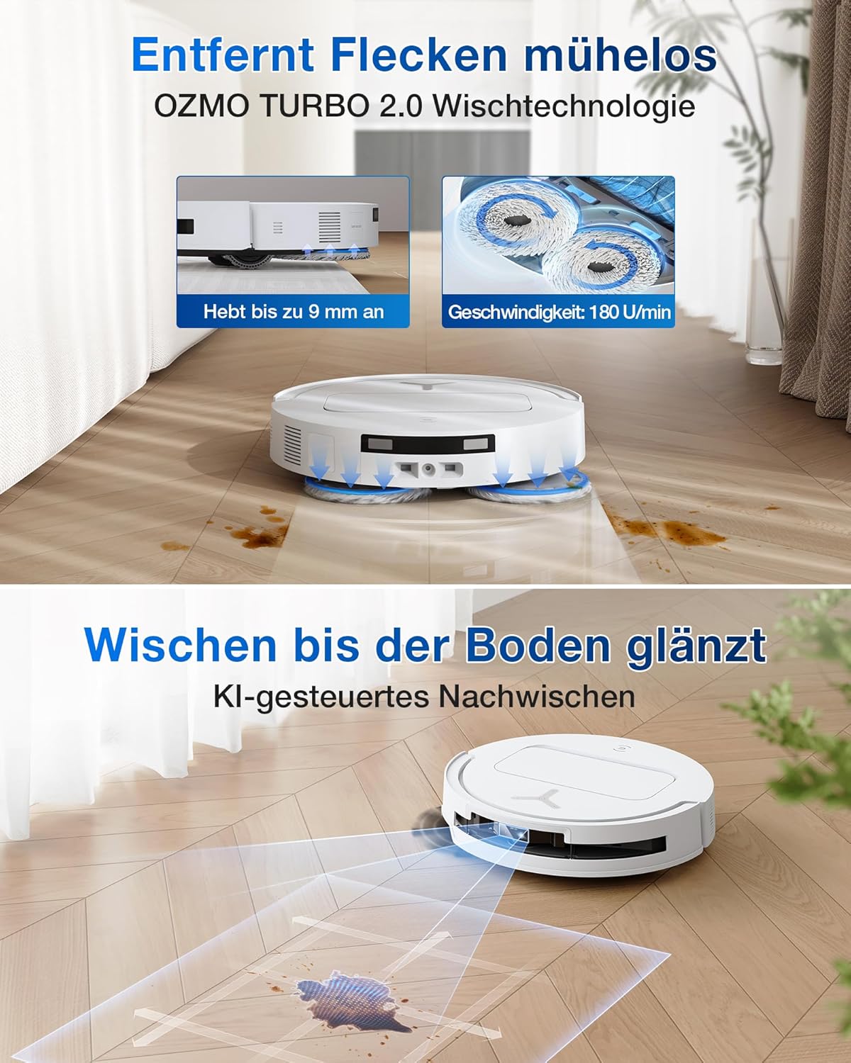 🧼 Zubehör & Pflege – ECOVACS DEEBOT T50 PRO Omni Gen2 Robot Vacuum Cleaner with Mop Function, Extended Side Brush and Mop, 21,000 Pa, Auto Addition of Cleaning Solution, Mop Wash with 75°C Hot Water, Ultra Thin 81 mm – Bild 5