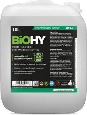 🧼 Zubehör & Pflege – BiOHY Floor Cleaner for Mop Robots (10 Litre Canister), Concentrate Cleaner for All Mop and Robot Vacuum Cleaner with Wet Function, Low Foam and Streak Free, Sustainable 1:200 Concentrate