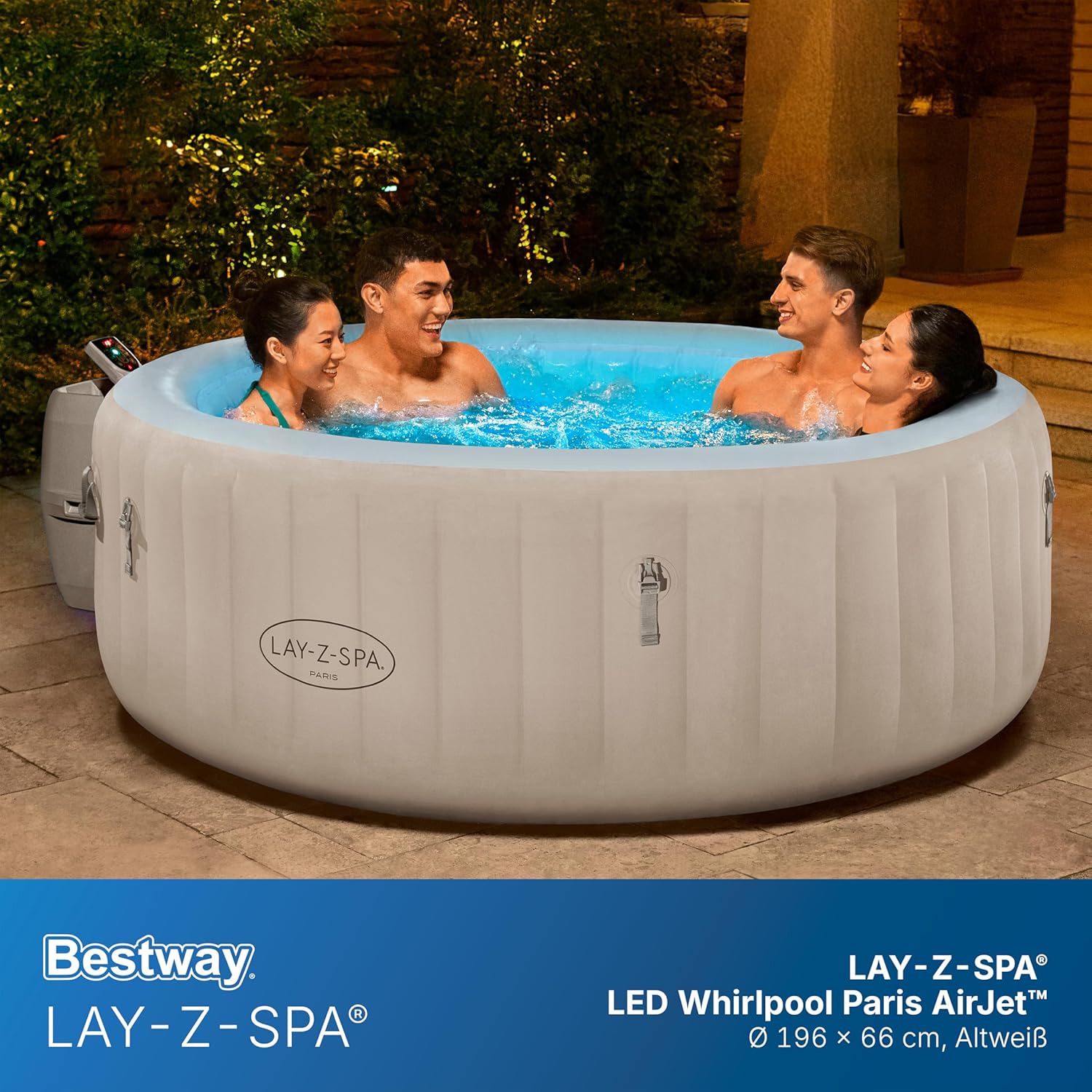 🧼 Zubehör & Pflege – Bestway Lay-Z-SPA Paris AirJet LED Hot Tub, Diameter 196 x 66 cm, Inflatable Spa for 6 People with 140 Nozzles, Heated up to 40°C, Atmospheric LED Lighting for the Garden – Bild 2