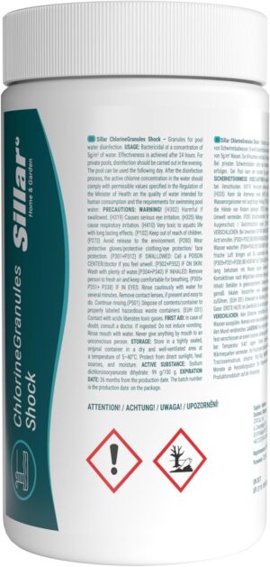🧼 Zubehör & Pflege – Sillar Shock Chlorine Granules for Pool, Garden Pool, Hot Tub & Swimming Pool - Water Disinfection & Pool Cleaning - 1 kg Granules for Shock Chlorination with Fast Effect - Against Algae & Bacteria